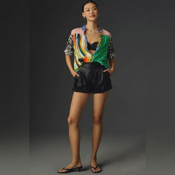 Maeve Paz Contrast Print Button Down Shirt - Picture 2 of 5